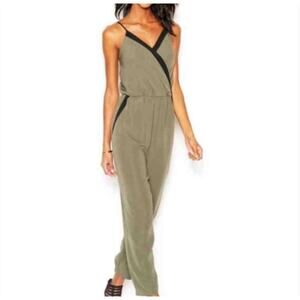 Bar III Olive Green Jumpsuit with Black Trim
